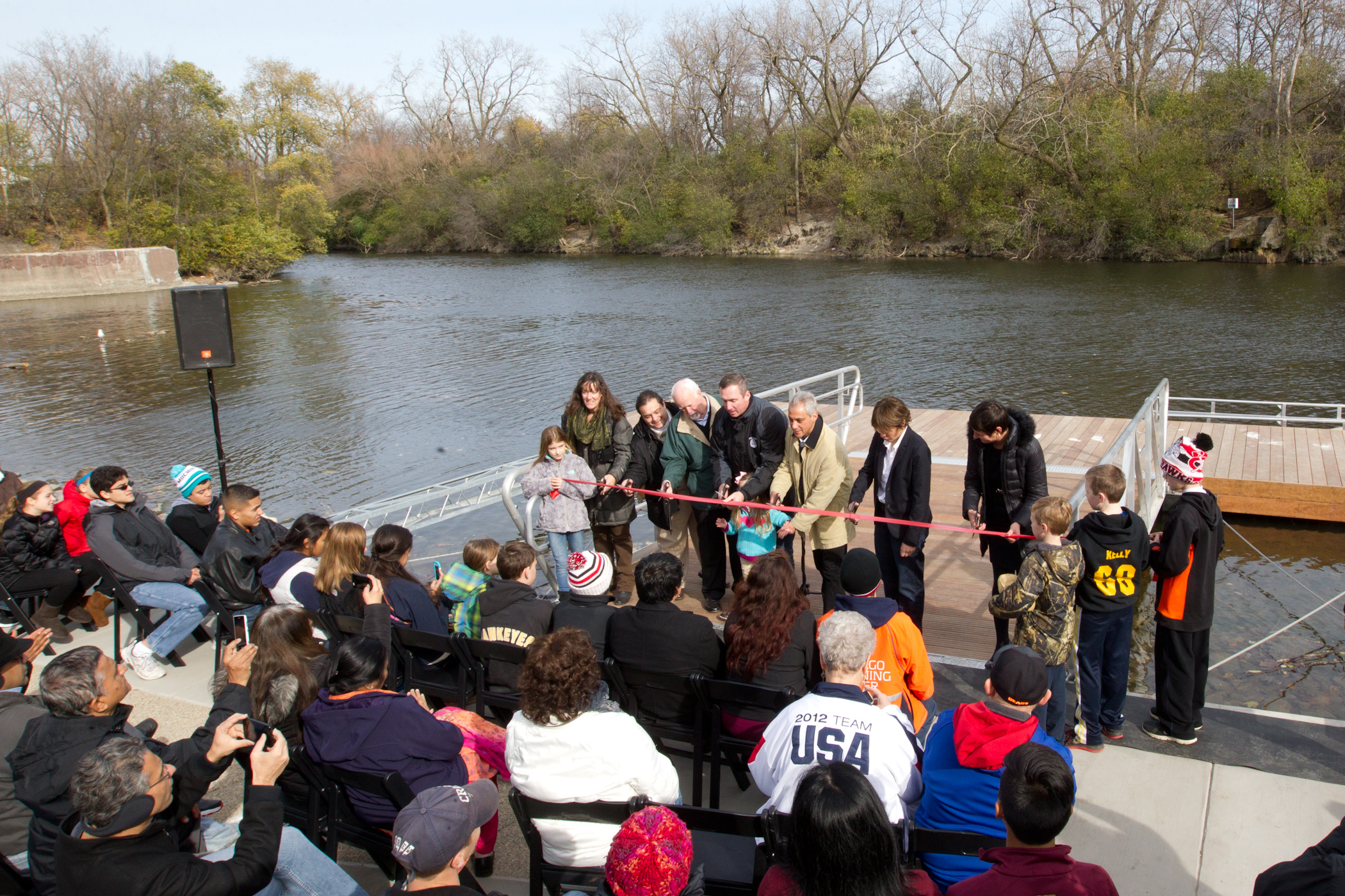 Mayor Emanuel attends River Park boat house ribbon cutting. 