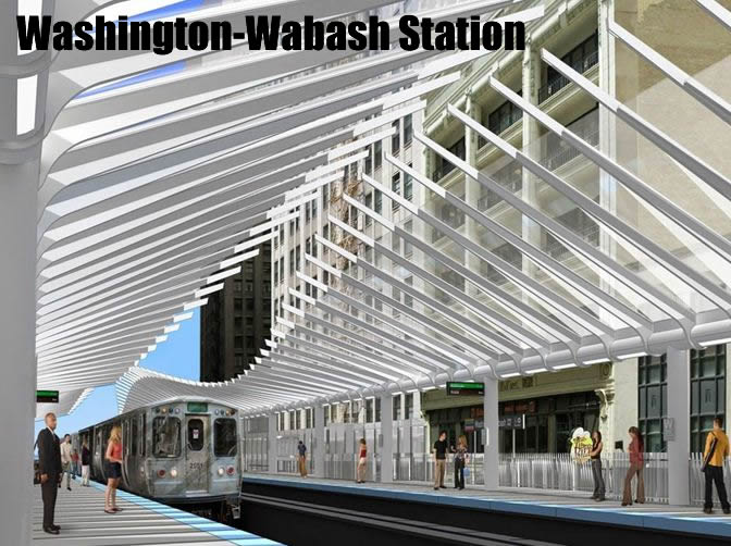 Rendering of The Washington and Wabash CTA Station