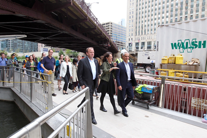 Mayor Emanuel Touring The Riverwalk