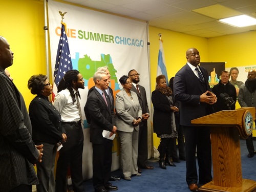 One Summer Chicago Press Conference Photo featuring Earvin "Magic" Johnson