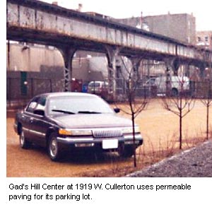 Photo of Gad's Hill Center at 1919 W. Cullerton permeable paved surface parking lot. 